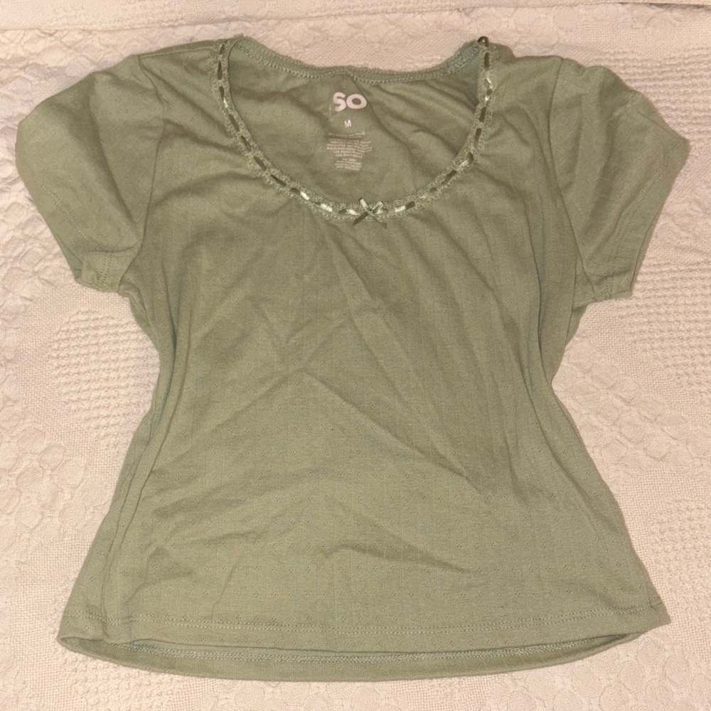 SO Women's Light Green Short Sleeve Top